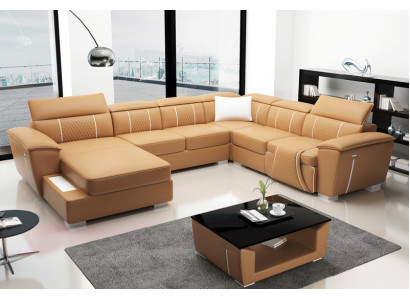 Ledersofa Design Couch Polster Sitz Wohnlandschaft Ecksofa Big Sofa G8048 U-Form
