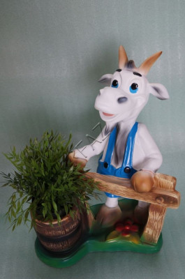 Design Vase Ziege Skulptur Statue Statuen Figuren Skulpturen Garten Neu Figur