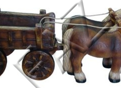 Design Pferde mit Wagen Figur Garten Statue Skulptur Figuren Skulpturen Deko Neu