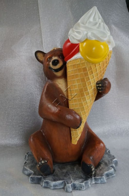 XXL Eis Diele Werbung Aufsteller Figur Garten Dekoration Deko Werbe Laden Bär