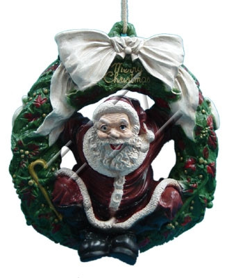 Design Weihnachtsmann in Kranz Figur  Statue Skulptur Figuren Skulpturen  Neu