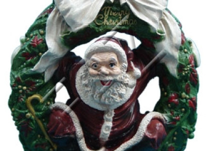 Design Weihnachtsmann in Kranz Figur  Statue Skulptur Figuren Skulpturen  Neu
