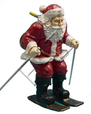 Design Weihnachtsmann mit Ski Garten Statue Skulptur Figuren Skulpturen Deko Neu