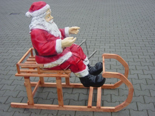 Design Weihnachtsmann Gross, Schlitten  Statue Skulptur Figuren Skulpturen  Neu