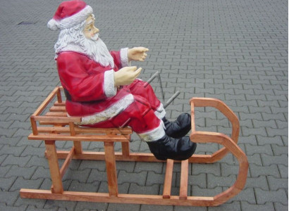 Design Weihnachtsmann Gross, Schlitten  Statue Skulptur Figuren Skulpturen  Neu