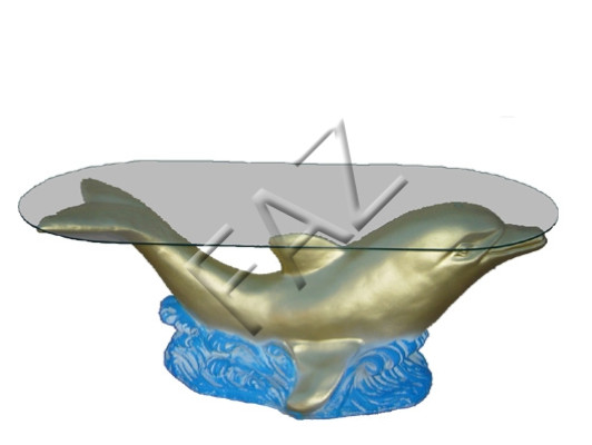 Design Tisch Delphin Glas Figur Statue Skulptur Figuren Skulpturen Deko Tische
