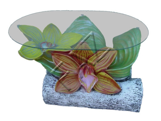 Design Tisch Blumen mit Glas Statue Skulptur Figuren Skulpturen Deko Neu