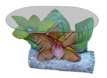 Design Tisch Blumen mit Glas Statue Skulptur Figuren Skulpturen Deko Neu
