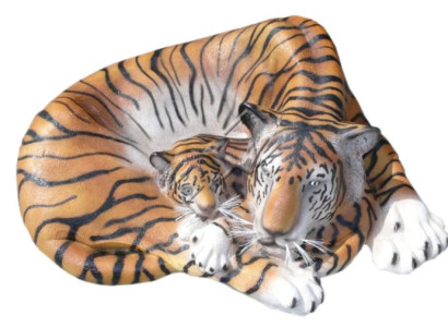 Design Tiger mit Kind Statue Skulptur Figuren Skulpturen Garten Zoo Dekoration