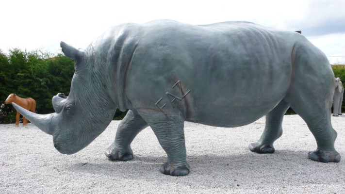 Design Nashorn XXL Big  Figur Statue Skulptur Figuren Skulpturen Garten Deko Neu
