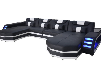 Design Leder Polster Sitz Ecke Leder Polster Eck Landschaft Zimmer Neu Wohn Sofa