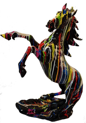 Abstrakte Pferd Figur Statue Skulptur 92cm Statue Skulpturen Bunte Skulptur Neu