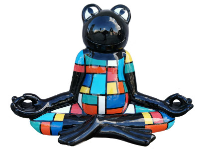 Abstrakter Yoga Frosch Statue Bunte Skulptur 55cm Statuen Skulpturen Dekoration