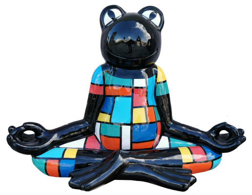 Abstrakter Yoga Frosch Statue Bunte Skulptur 55cm Statuen Skulpturen Dekoration
