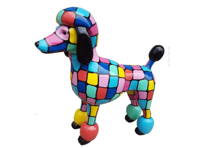 Abstrakte Pudel Figur Statue Skulptur 63cm Statue Skulpturen Bunte Skulptur Hund