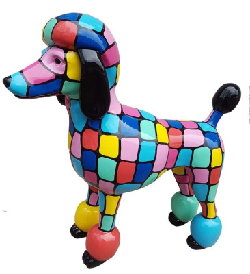 Abstrakte Pudel Figur Statue Skulptur 63cm Statue Skulpturen Bunte Skulptur Hund