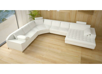 Ledersofa Couch Wohnlandschaft Ecksofa Eck Garnitur Design Modern Sofa mit USB