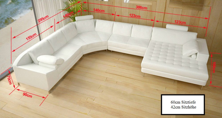 Ledersofa Couch Wohnlandschaft Ecksofa Eck Garnitur Design Modern Sofa mit USB