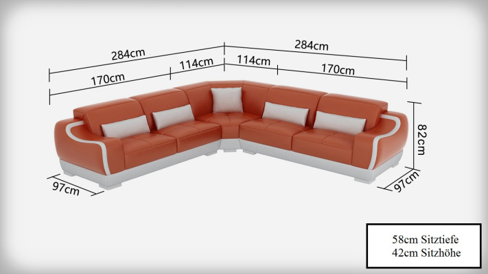 Ledersofa Couch Wohnlandschaft Ecksofa Eck Garnitur Design Modern Sofa mit USB