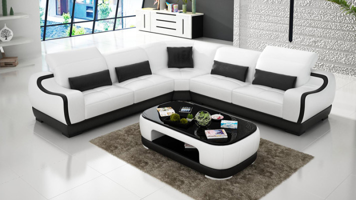 Ledersofa Couch Wohnlandschaft Ecksofa Eck Garnitur Design Modern Sofa mit USB