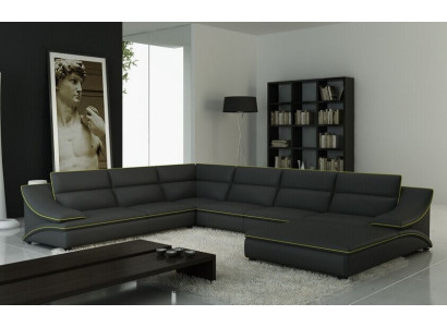 Ledersofa Couch Wohnlandschaft Ecksofa Eck Garnitur Design Modern Sofa mit USB