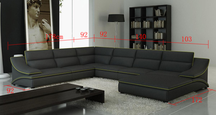Ledersofa Couch Wohnlandschaft Ecksofa Eck Garnitur Design Modern Sofa mit USB
