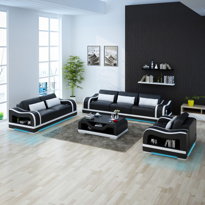 Ledersofa Couch Sofagarnituren 3+2+1 Sitzer Garnitur Design Modern Sofa mit USB