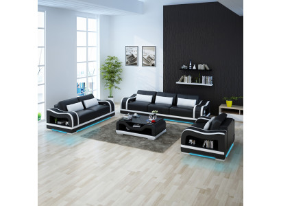 Ledersofa Couch Sofagarnituren 3+2+1 Sitzer Garnitur Design Modern Sofa mit USB