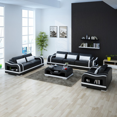 Ledersofa Couch Sofagarnituren 3+2+1 Sitzer Garnitur Design Modern Sofa mit USB