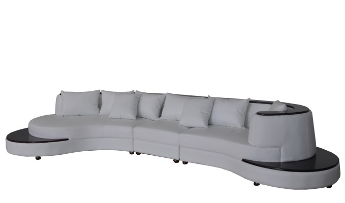Luxus Wohn Eck Leder Garnitur Polster XXL Big Sofa mit USB UForm Ecke Landschaft