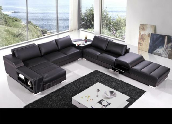 Ecksofa U Form Sofa Couch Polster Ecksofa Wohnlandschaft Ledersofa USB Neu 2680