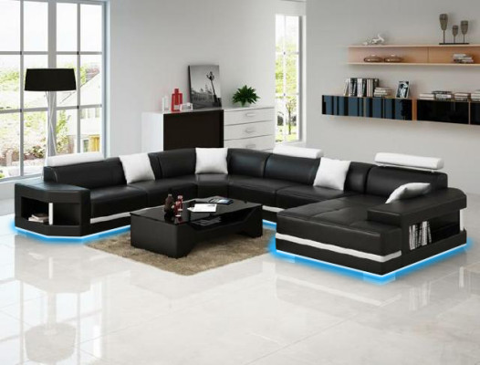 Ecksofa mit USB,Polster Wohnlandschaft Couch Sofa Wohnlandschaft UForm Sitz Ecke