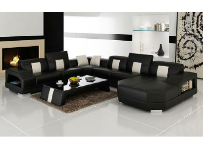 Ecksofa Polster Designer Sofa Couch Modernde Sofas U Form Leder +USB Eckgarnitur