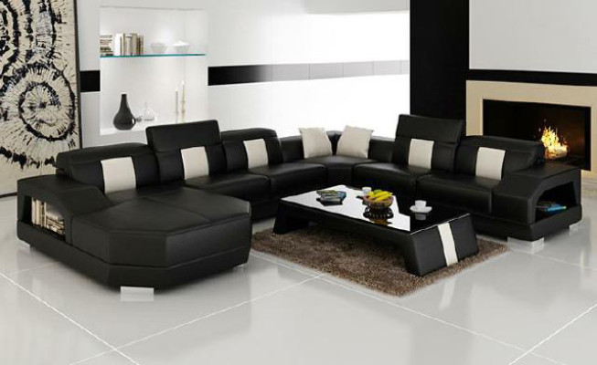 Ecksofa Polster Designer Sofa Couch Modernde Sofas U Form Leder +USB Eckgarnitur