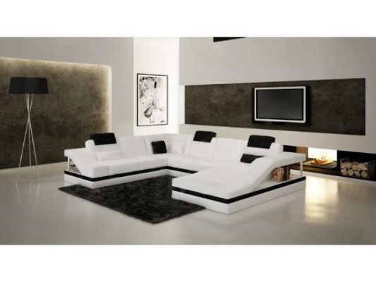 Wohnlandschaft Ecksofa Ledersofa Sofa mit USB,Polster Sitz Eck Garnitur Neu 2723