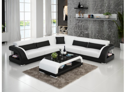 Ledersofa mit USB,Wohnlandschaft Ecksofa Eck Garnitur Design Modern Sofa G8016B