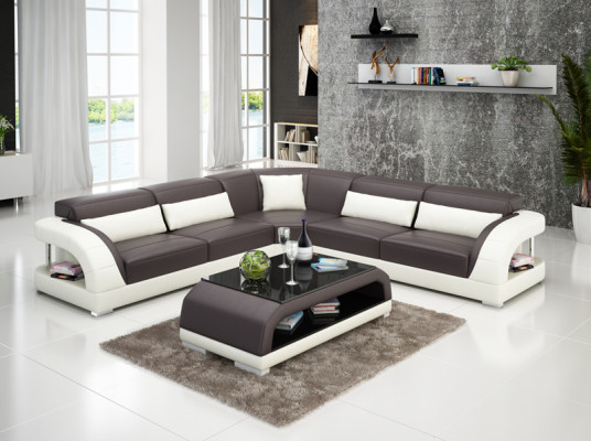 Ledersofa mit USB,Wohnlandschaft Ecksofa Eck Garnitur Design Modern Sofa G8016B