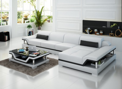 Design Ledersofa Sofa USB Polster Eckgarnitur Sitzgarnitur Leder Couchen 8004C