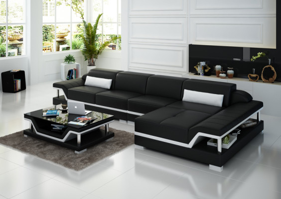 Design Ledersofa Sofa USB Polster Eckgarnitur Sitzgarnitur Leder Couchen 8004C