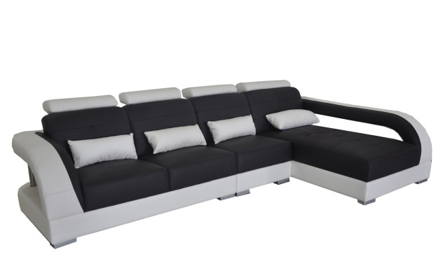 Ledersofa Ecksofa + USB Garnitur Wohnlandschaft Polster L Form Couch Sofa G8012C