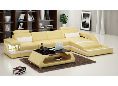 Ledersofa USB Wohnlandschaft Ecksofa Eck Garnitur Design Modern Sofa L6002D Neu