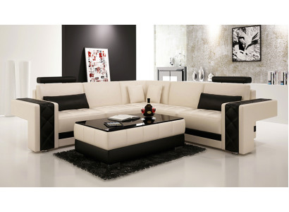 Ledersofa mit USB Wohnlandschaft Ecksofa Eck Garnitur Design Modern Sofa L6010B