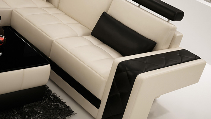 Ledersofa mit USB Wohnlandschaft Ecksofa Eck Garnitur Design Modern Sofa L6010B