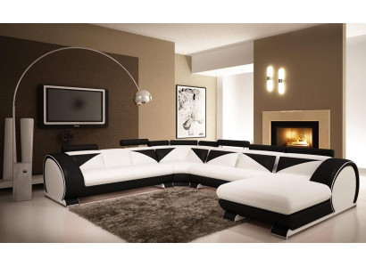Ledersofa XXL mit USB Wohnlandschaft Ledercouch Big Sofa Couch Ecksofa Polster