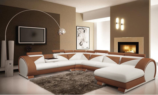 Ledersofa XXL mit USB Wohnlandschaft Ledercouch Big Sofa Couch Ecksofa Polster