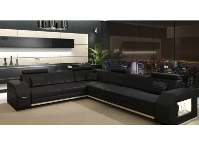 Ecksofa Ledersofa Sofa mit USB Polster Sitz Ecke Garnitur Wohnlandschaft Couch