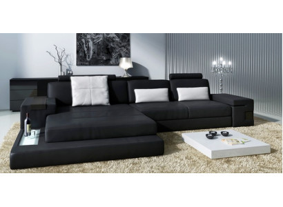 Ledersofa Sofa mit USB,Polster Eck Garnitur L Form Sitzecke Bellini Textil Stoff