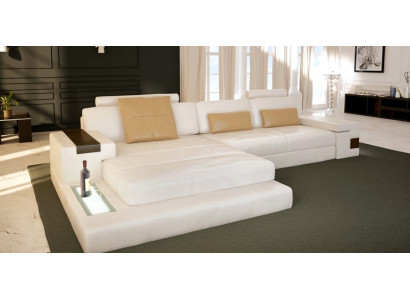 Ecksofa mit USB Polster Wohnlandschaft Eck Garnitur Ecke Leder Textil Sofa LForm