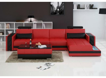 Ecksofa Ledersofa Big XXL L Form Wohnlandschaft Sofa mit USB Garnitur Neu H2211B