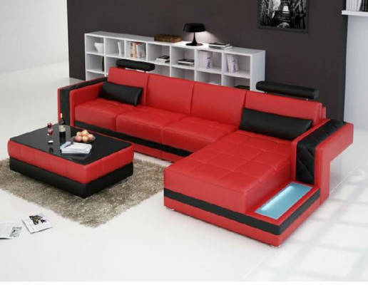 Ecksofa Ledersofa Big XXL L Form Wohnlandschaft Sofa mit USB Garnitur Neu H2211B